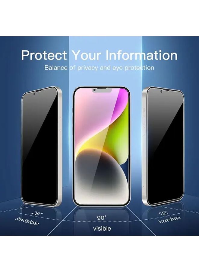 iPhone 15 8in1 Privacy Screen Protector Tempered Glass Full Cover Camera Lens Film HD - Image 2